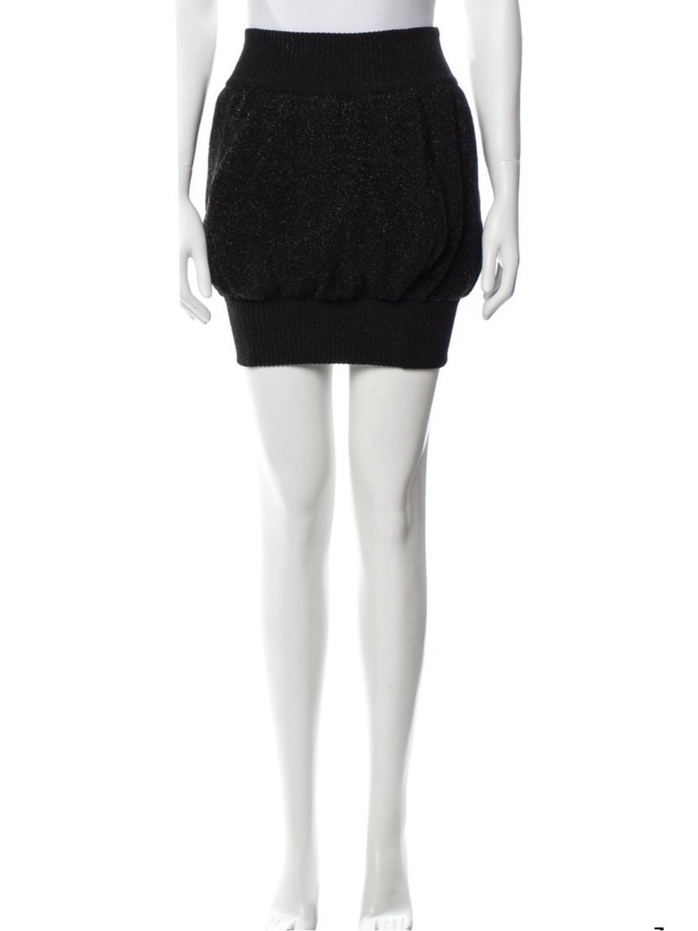 CHANEL Black Sparkle Knit Bubble-Hem Mini Skirt - sz 38